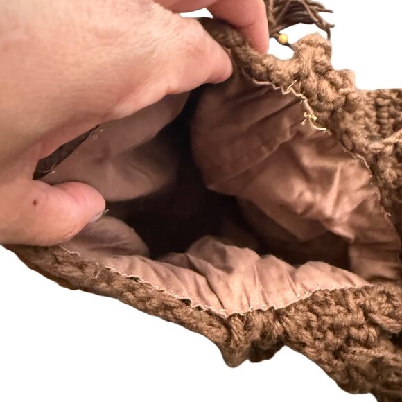 Handmade Crochet Brown Fringe Crossbody Bag & Pouch Set - Picture 6 of 7